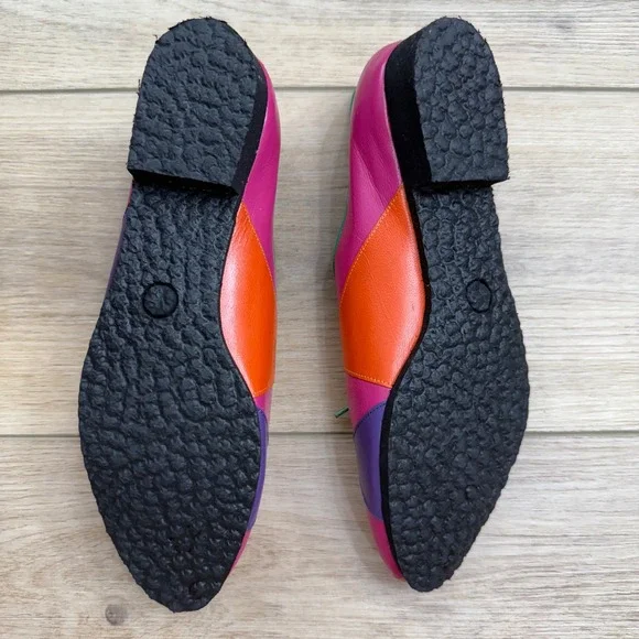 Vintage David Tate Leather Oxfords Colorful Twee Patchwork Lace Up Shoes Size 7N - Picture 6 of 7